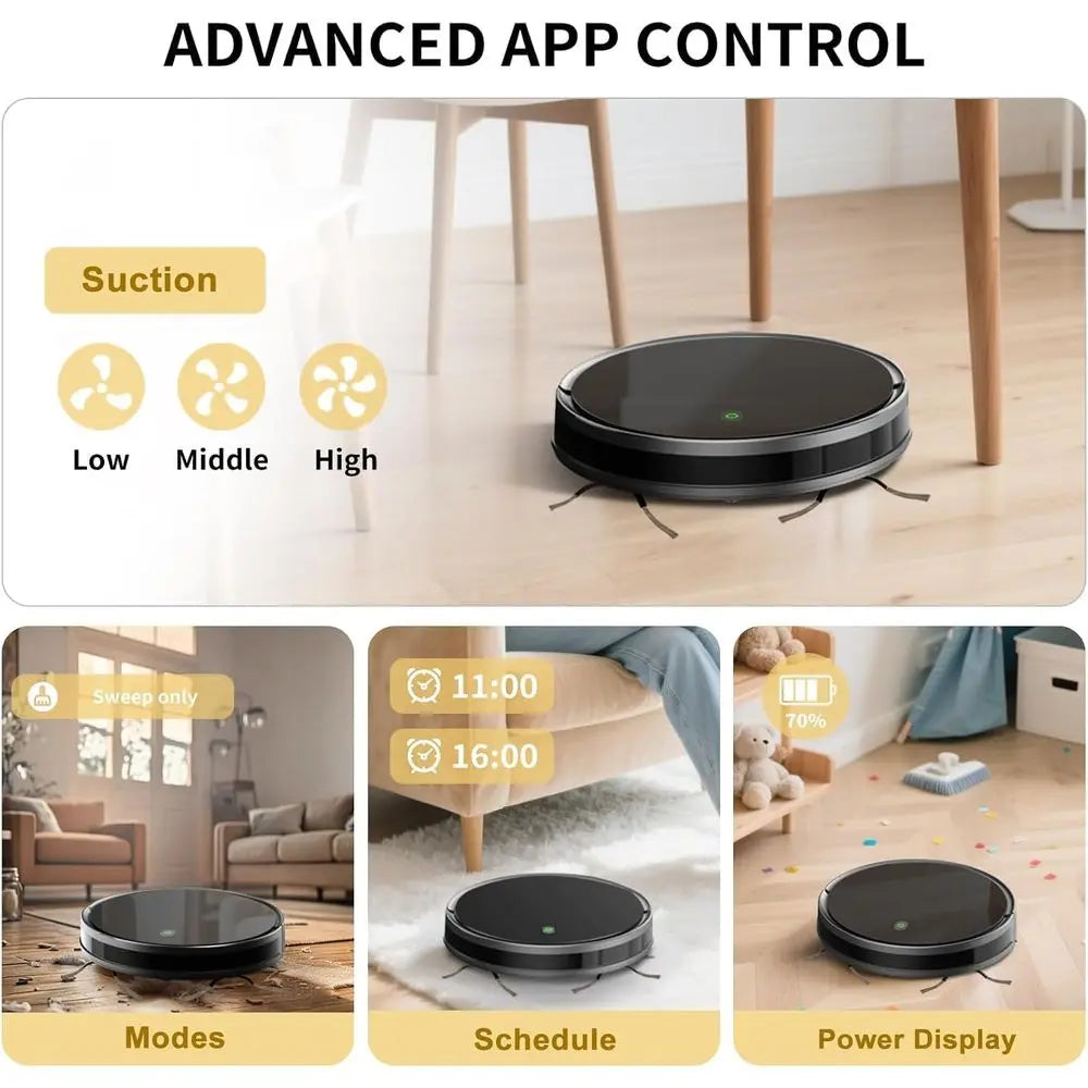 High-Efficiency 3500Pa Robot Vacuum and Mop with Quiet Operation, App Control, and Ideal for Pet Hair on Carpets and Hard Floors