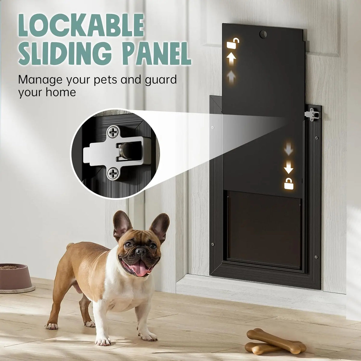 All Aluminum Large Dog Door with 3 Flaps, Heavy Duty Pet Door for Dogs Cats Up to 110lb, Insulated & Secure