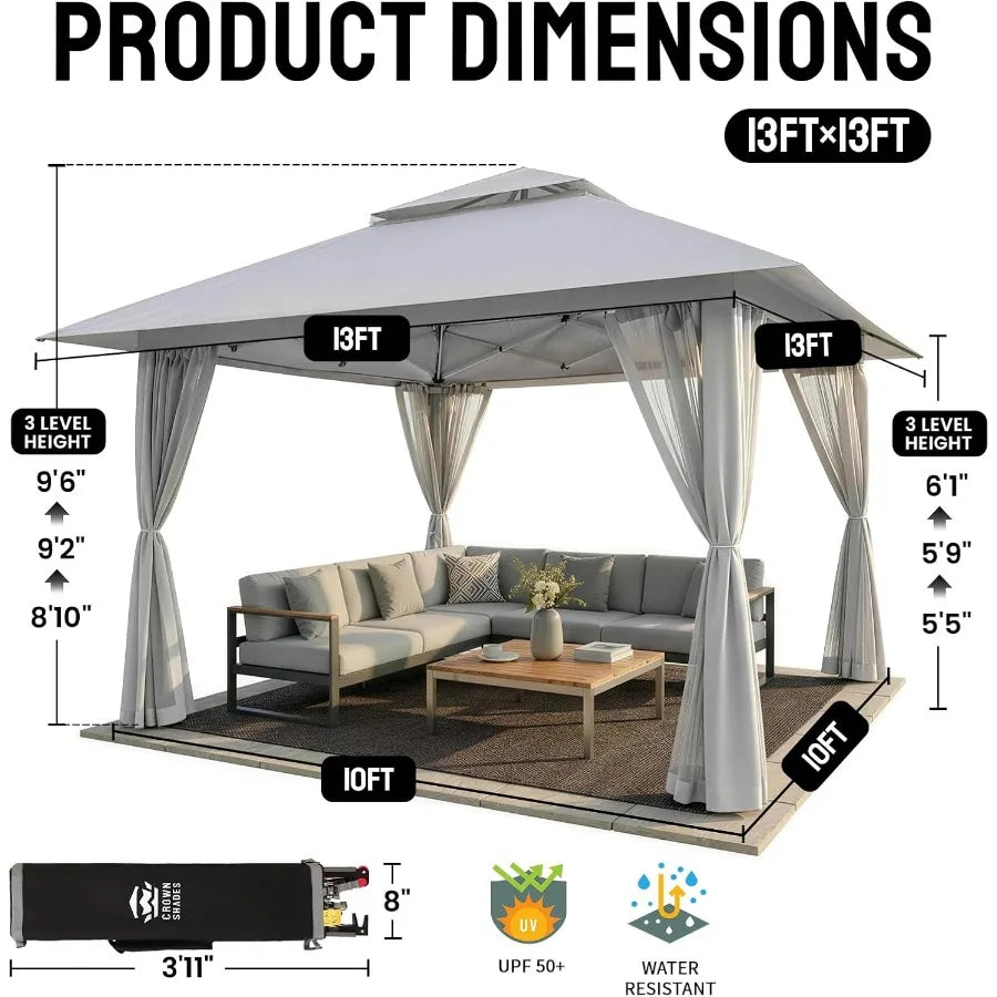 Pop Up Gazebo, Outdoor Canopy Tent, Grey