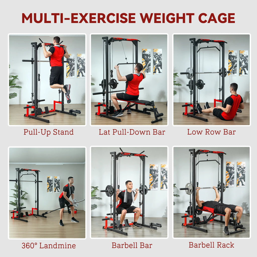 Soozier Smith Machine, Multi-Function Power Cage with Lat Pull down System