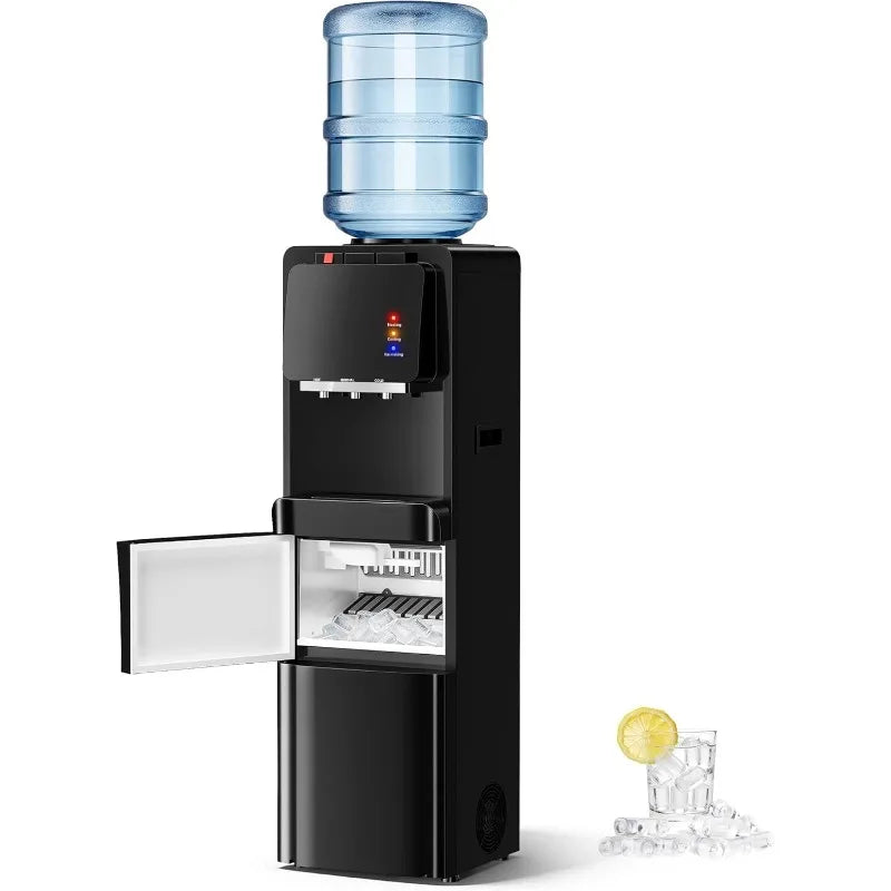 Tehanld Water Dispenser with Ice Maker,4-in-1 Top Loading Water Cooler with Hot,Cold & Room Temp Water,35lbs/Day Fast Ice Making