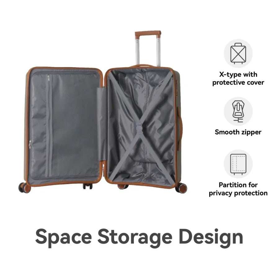 3-Piece Luggage Set for Business and Travel: Lightweight Brown Suitcases with Rolling Wheels, TSA Lock, Molded Corners, Carry-O