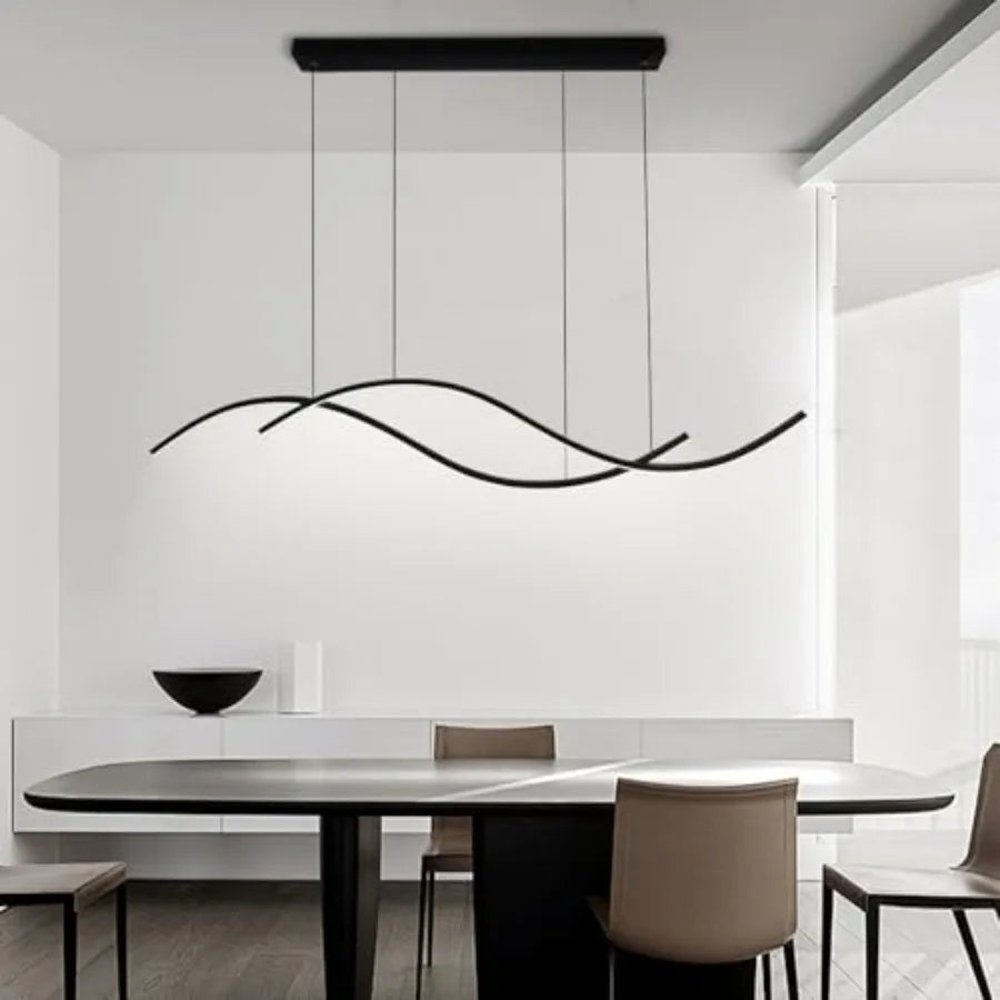 Modern Led Pendant Light Dimmable Led Chandelier for Dining Room Light Fixture Over Table Creative Wave Pendant Light for Kitch