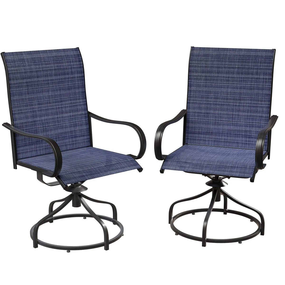 Patio Swivel Dining Chairs Set of 2, Outdoor Chair with Textilene Mesh Fabric & Black Metal Frame for All Weather Outdoor Garden