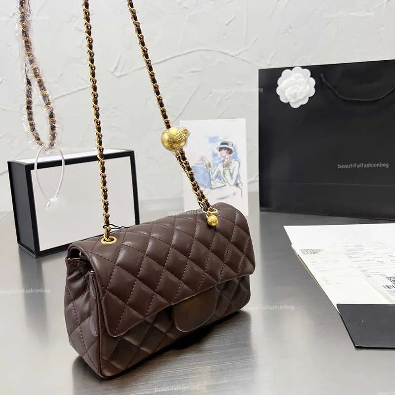 New 2025 Color Designer Shopping Crossbody Diamond Lattice Soft Shoulder Bag Gold Ball Woc Chain Flap Leather Cowhide Hasp Belts