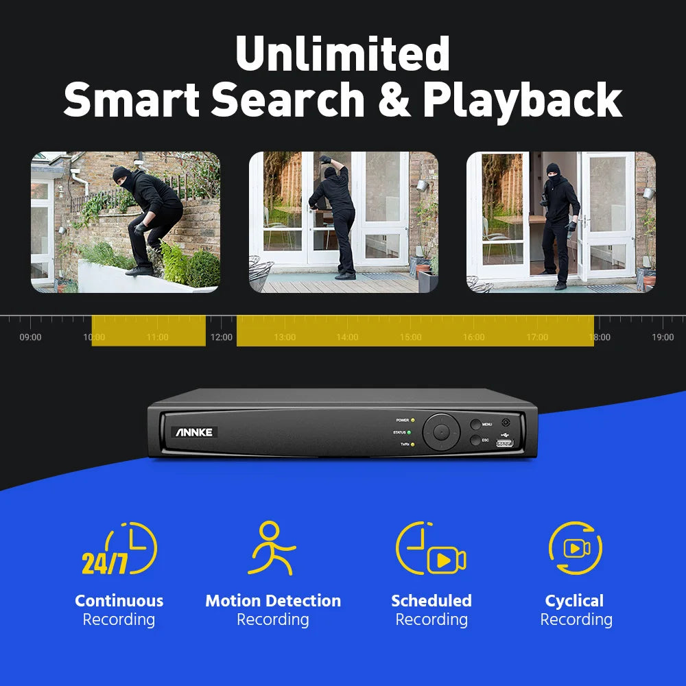 ANNKE 4K Security Camera System Ultra HD 8MP 16CH POE NVR Two-Way Audio Color Night Vision CCTV Video Surveillance Set
