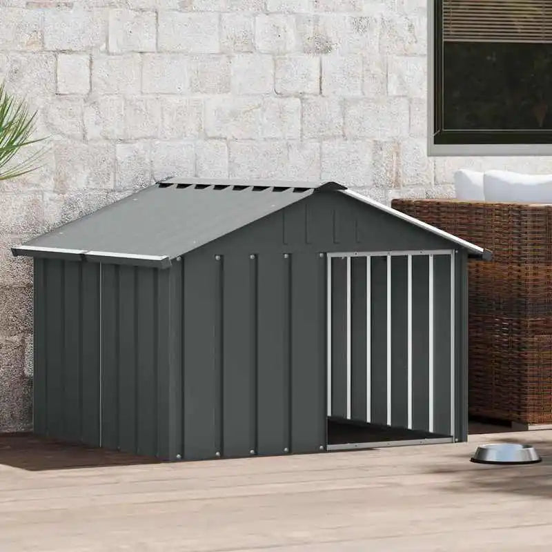 Dog House Anthracite Galvanized Steel 45.9x40.6x32.1 in Durable