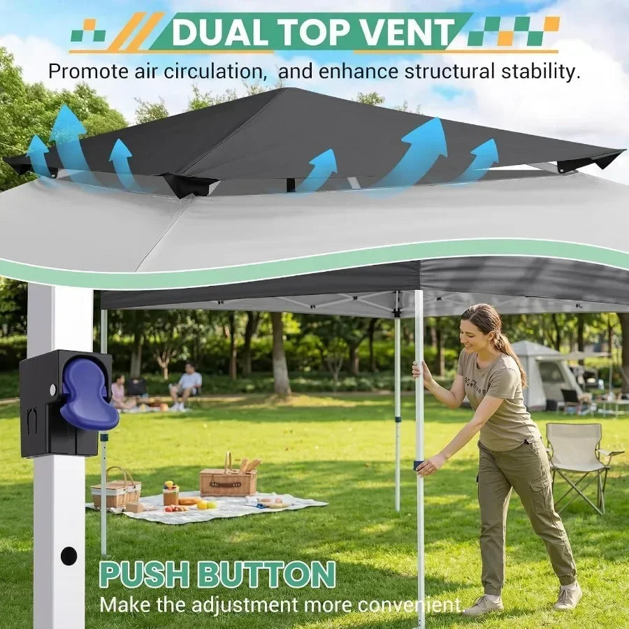 Pop Up Gazebo with Mosquito Netting, Double Roof