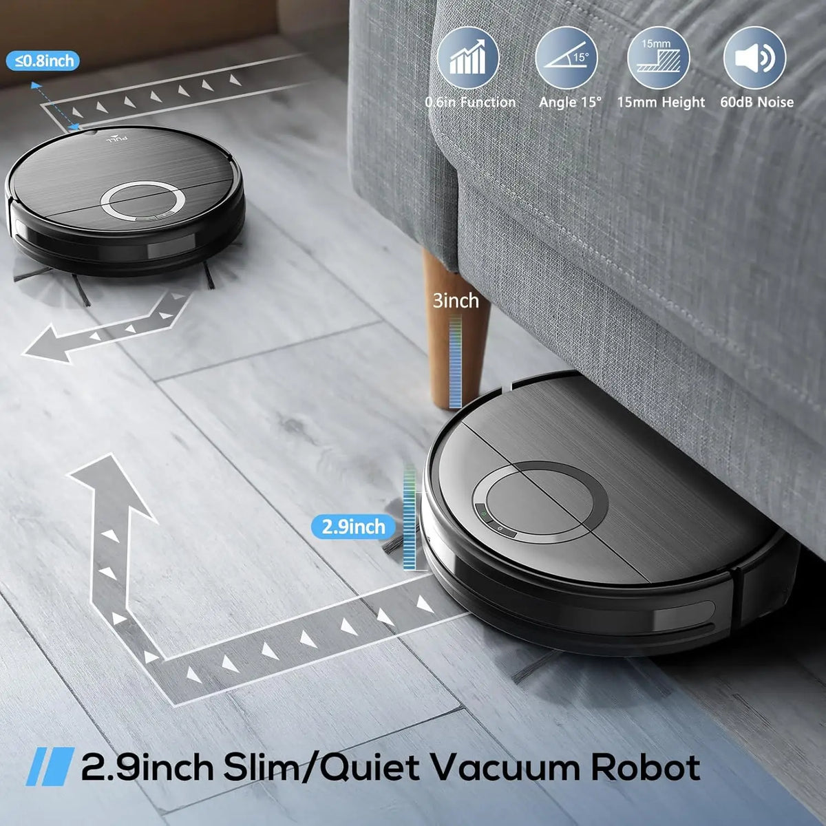 2-in-1 Robot Vacuum & Mop for Pet Hair, Strong Suction, Auto-Recharge, Smart App Control