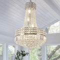 Chrome Modern Crystal Chandeliers Light Fixture,6-Light Empire Style K9 Crystal Chandeliers for Entryway