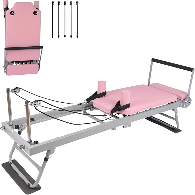 Pilates Reformer Machine 77" Foldable Pilates Equipment for Home Gym Workout, Adjustability Pilates Workout Equipment for Advanc