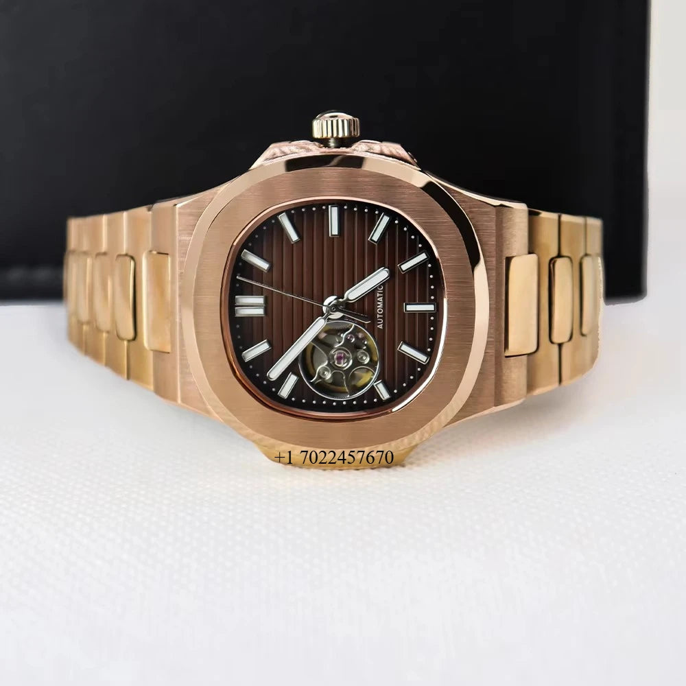 Skeleton Mechanical Watch Suppliers Round Sapphire Crystal Dial Waterproof 41mm Diameter Men Auto Watch