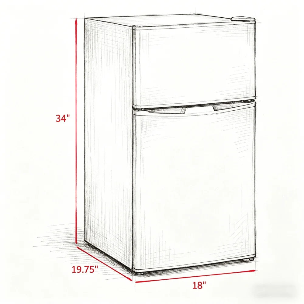 White 2 Door Mini Fridge with Freezer, 3.21 Cu.ft Compact Refrigerator (0.95 Cu.ft Freezer + 2.26 Cu.ft Fridge), for Bedroom, Dorm, Office, Apartment, Keep Food, Drinks & Frozen Items Fresh