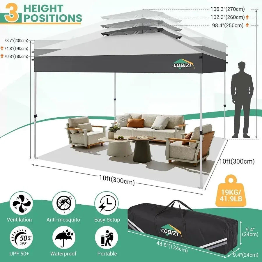 Pop Up Gazebo with Mosquito Netting, Double Roof