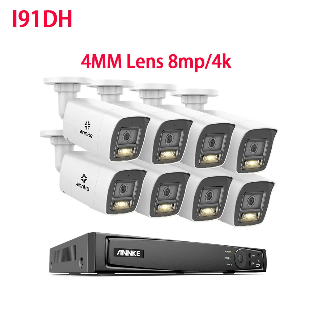 ANNKE 4K Ultra HD POE Video Surveillance System 8CH H.265+ NVR With 12MP Security Cameras CCTV Kit Audio Recording 8MP IP Camera