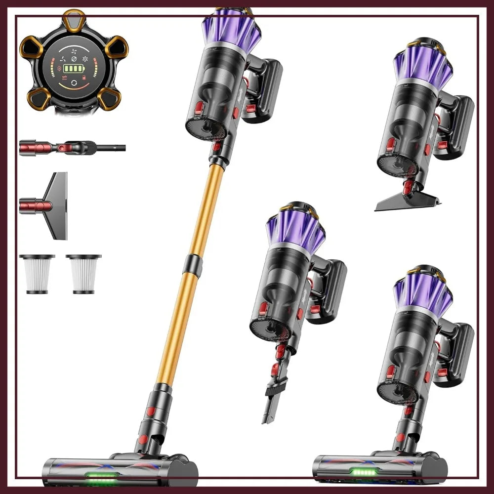 650W 55Kpa 70Mins Cordless Vacuum Cleaner with Hurricane Mode, 1.8L Cup, Anti-Tangle, Self-Standing for Home Pet Hair Carpets