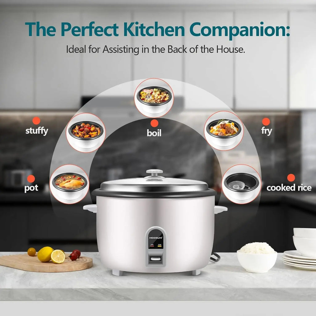 Large Capacity 30-Cup Rice Cooker with One-Touch Operation, Keep Warm, and Easy Cleaning