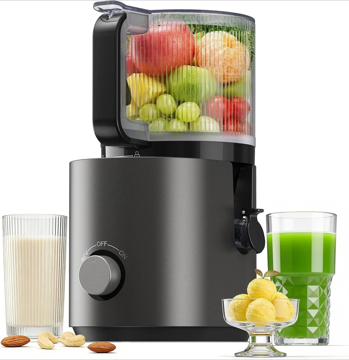3-in-1 Juicer Machines, Cold Press Juicer 7“ Large Chute & 120oz – for Whole Vegetables & Fruits, High Juice Yield | Nut Milk | Natural Sorbet