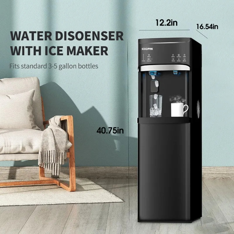 Self Cleaning 4-in-1 Hot/Cold/Room Water Cooler Dispenser with Ice Maker, Bottom Load, Bullet Ice 22 lbs Daily Capacity