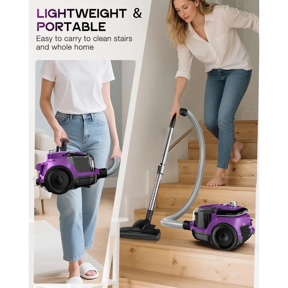 Powerful Suction Canister Vacuum Cleaner with Auto Cord Rewind, HEPA Filter, Corded for Hard Floors, Carpets, Pet & Rental Frien