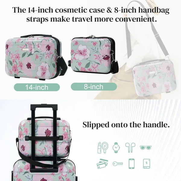 Luggage Sets New Model PC 5pcs, Hardside Lightweight Durable 20" 24" 28" Suitcases with 8" 14" Cases, Suitcase with Lock Spinner