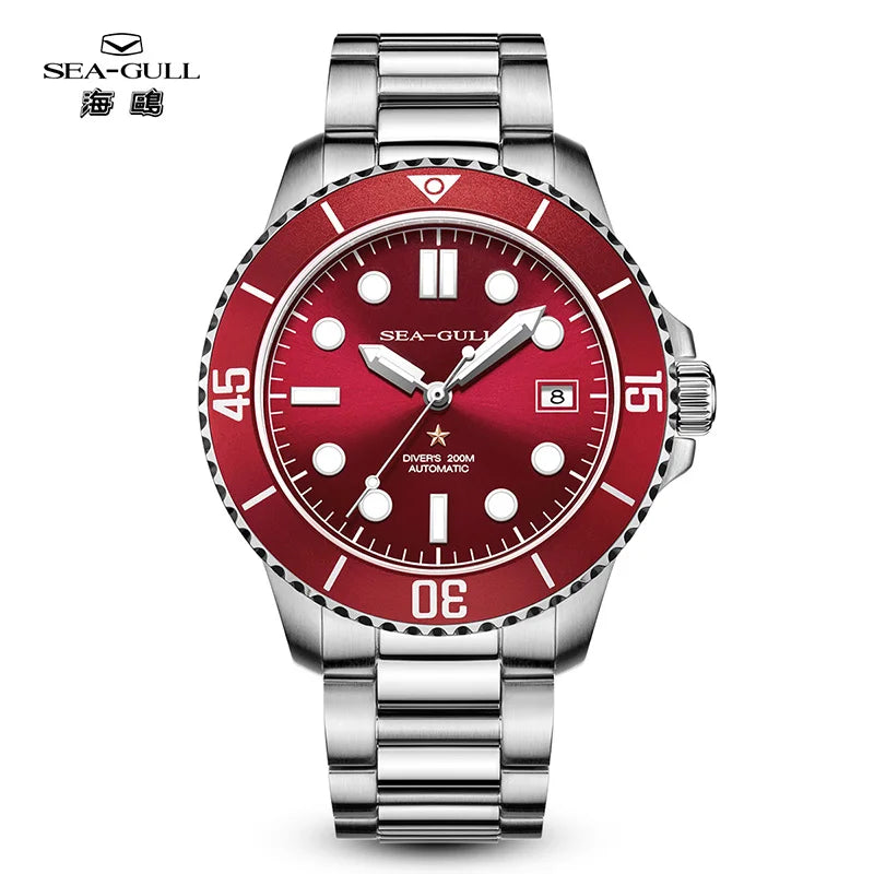 Luminous Seagull Men's Dive Watch, Ocean Series Water Ghost Professional 200M Waterproof Automatic Mechanical Watch with ST2147