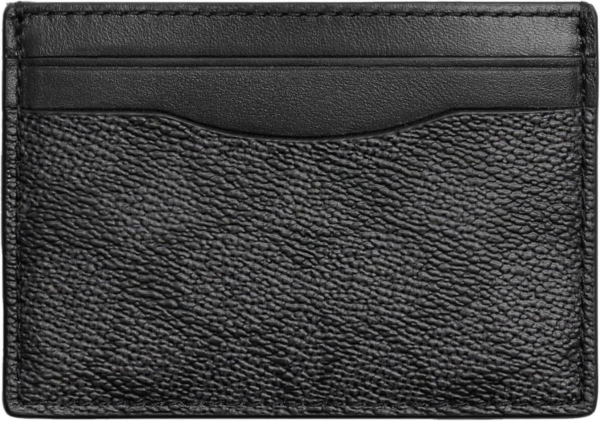 Mens Money Clip Card Case In Signature Canvas, Charcoal, One Size