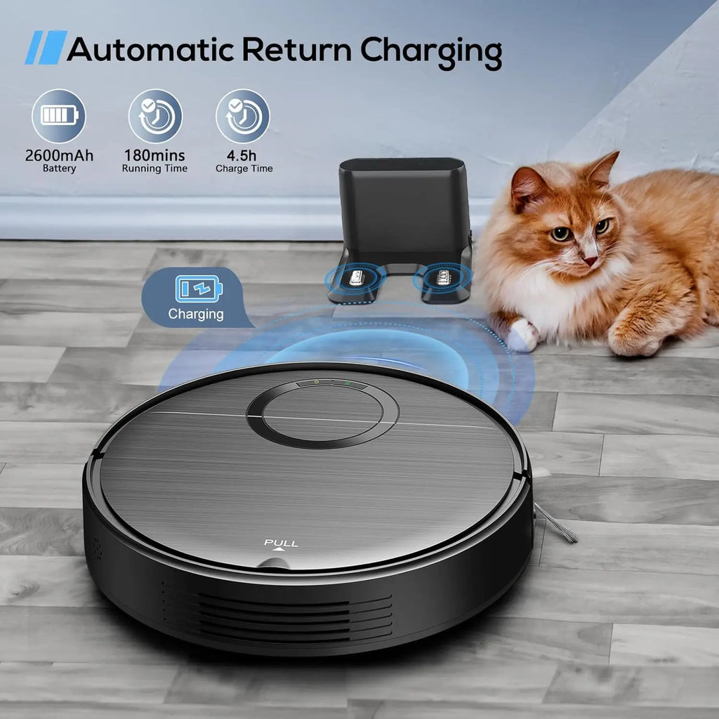 2-in-1 Robot Vacuum & Mop for Pet Hair, Strong Suction, Auto-Recharge, Smart App Control