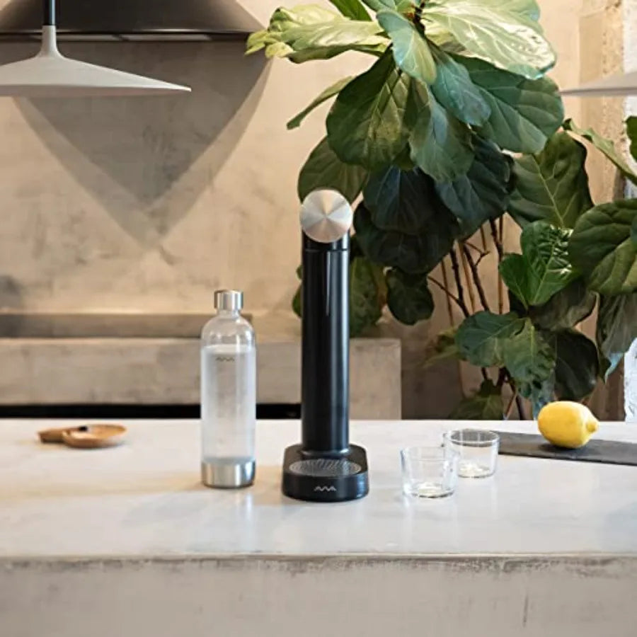 Machine - Sparkling Water Maker Soda Maker with Metal Accents - BPA Free 1L Bottle - Cordless and Stylish Euro