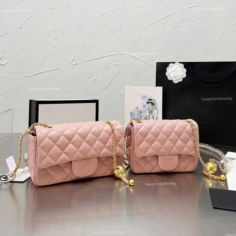 New 2025 Color Designer Shopping Crossbody Diamond Lattice Soft Shoulder Bag Gold Ball Woc Chain Flap Leather Cowhide Hasp Belts