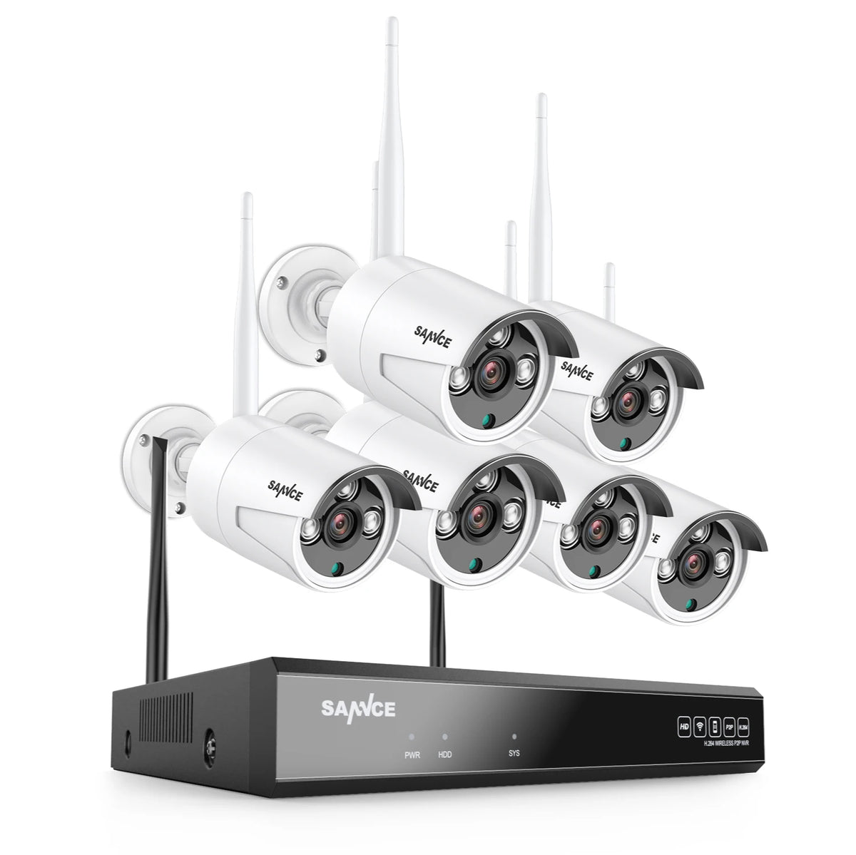 SANNCE 8CH FHD 3MP Wireless Video Security System 5MP NVR With 3MP Outdoor Surveillance IP Cameras Audio Recording AI Detection