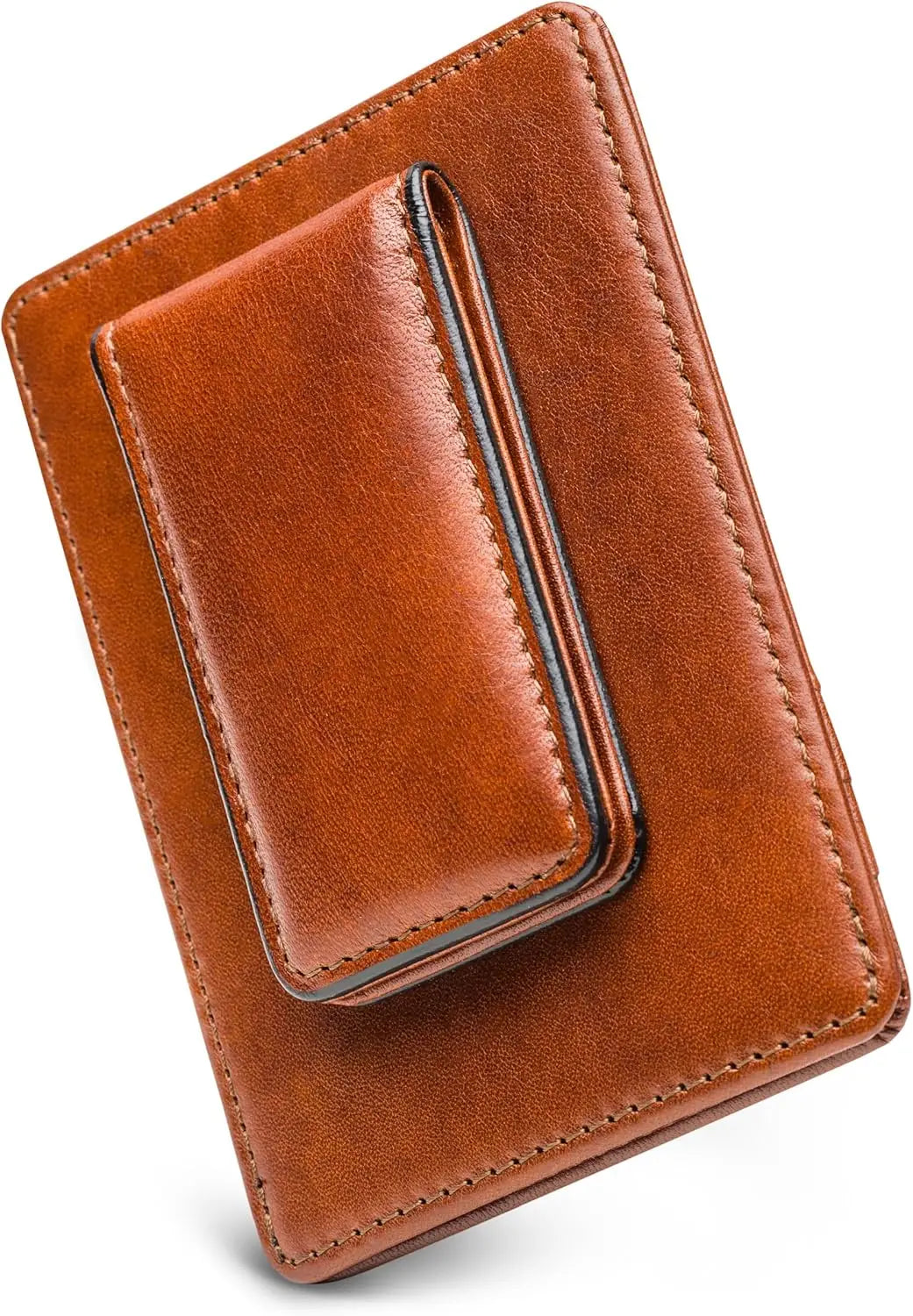 RFID Blocking Leather Wallet with Magnetic Money Clip - Front Pocket Design for Men