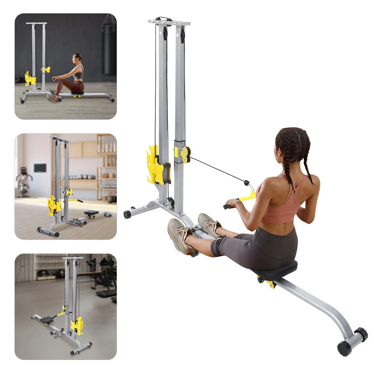 Multifunctional Fitness Rack Heavy Duty Steel Home Gym Strength Training Equipment 220LBS Load Foldable
