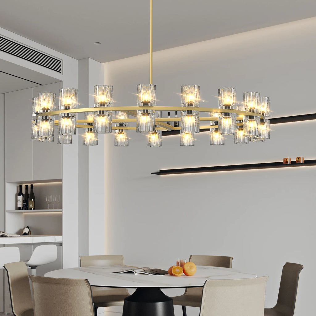 Dining Chandelier over Table, Suitable for 36-Inch K9 Crystal Chandeliers, Gold Round Chandelier for Dining Room, Living Room