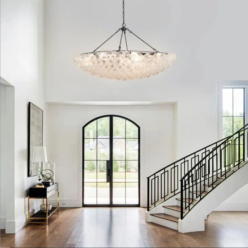 Bubble Chandelier Modern Luxury Large Pendant Light Globe Ball Swirled Glass Chandelier for Living Room Dining Room Foyer