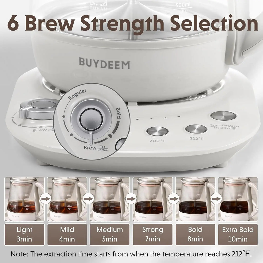 Electric Tea Maker & Coffee Brewer, 6 Strength Levels, 4 Temp Settings, 1.5L