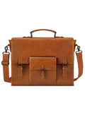 Men's Vintage Leather Messenger Bag: Waterproof 15.6" Laptop Briefcase, Large Satchel for Office & Travel.