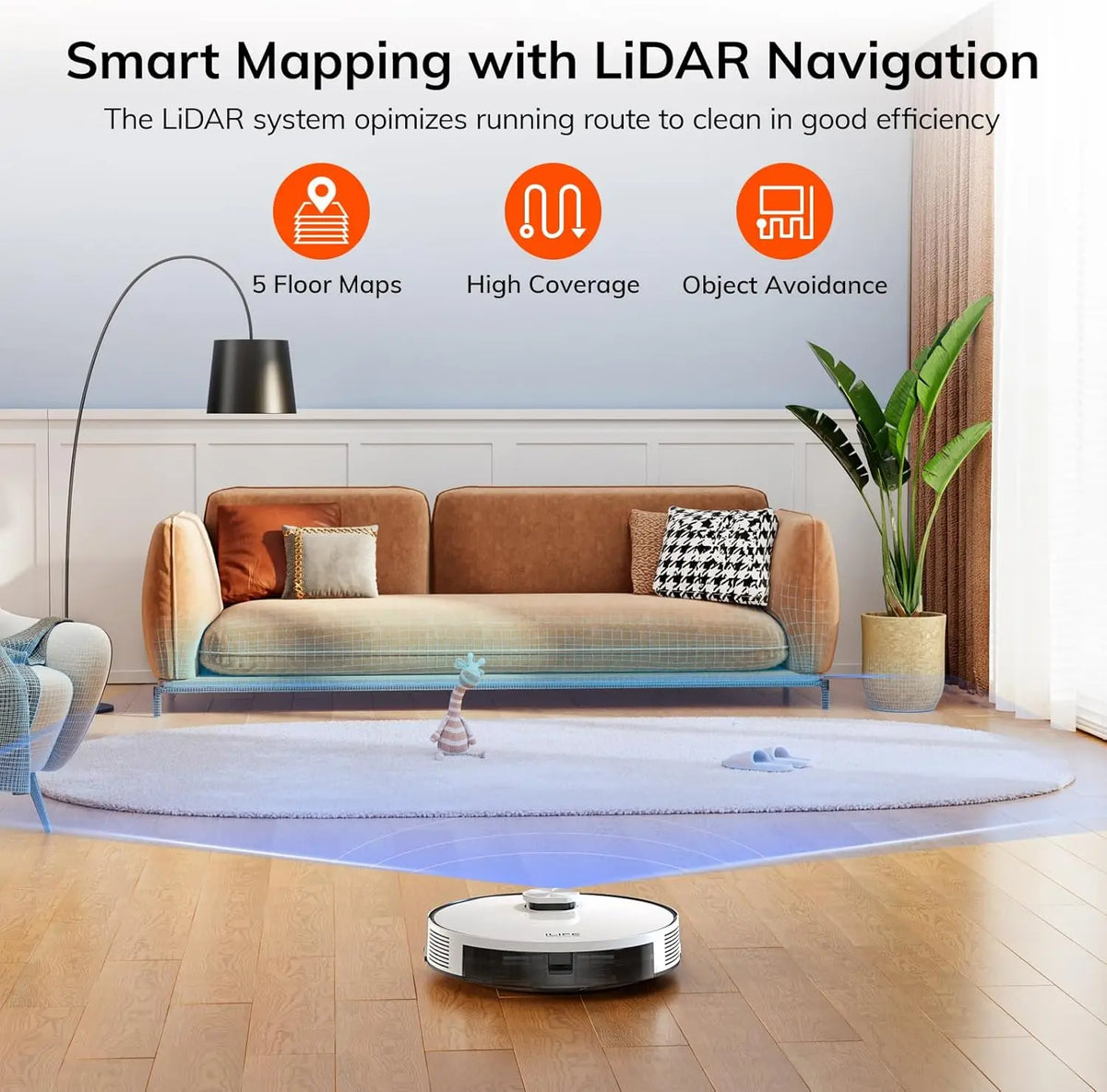 Robot Vacuum with Lidar Navigation, 10000Pa Suction, WiFi/Alexa Control for Hard Floors, Carpets & Pet Hair