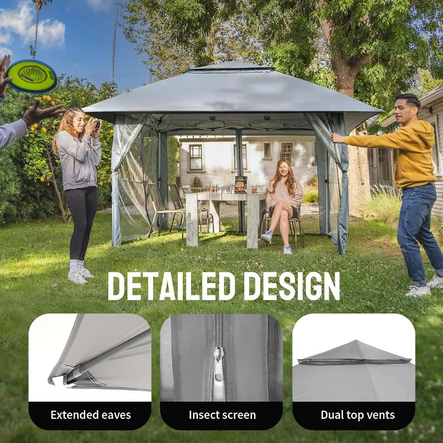 Pop Up Gazebo, Outdoor Canopy Tent, Grey