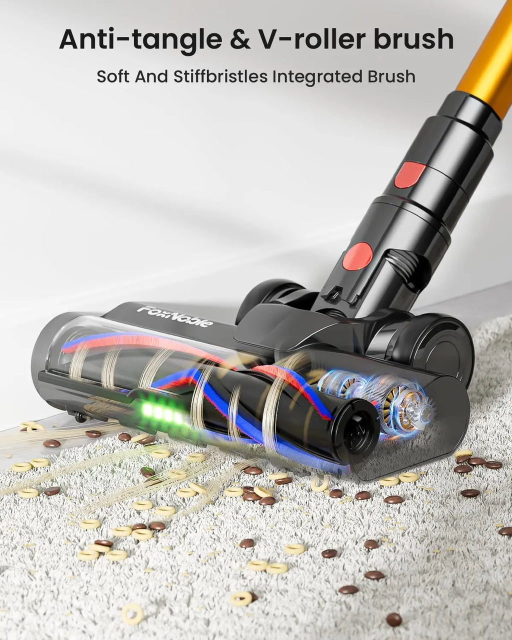 Cordless Vacuum Cleaner 55KPa 650W 65Mins, Stick Vacuum with LED Display Anti-Tangle Brush for Home Floors Carpet Pet Hair