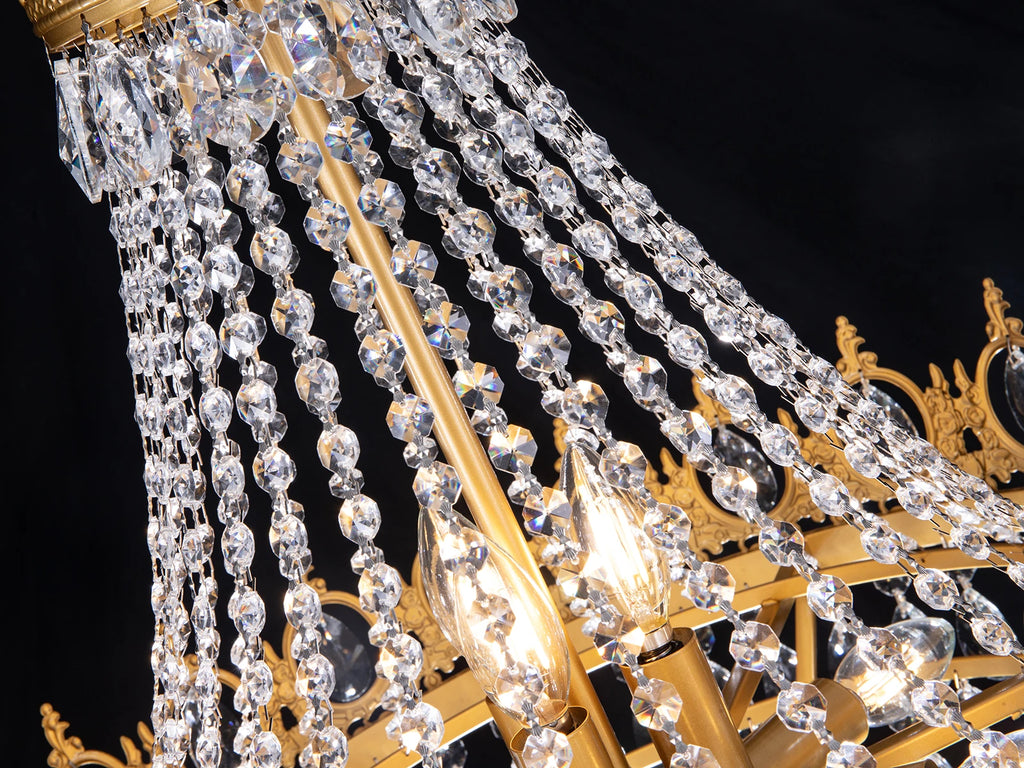9-light Gold French Empire Antique Farmhouse  Crystal Chandelier Ceiling Light Fixture for Dining Living Room, Bedroom, Kitchen
