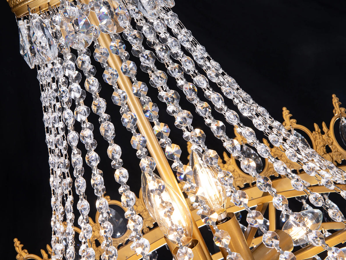 9-light Gold French Empire Antique Farmhouse  Crystal Chandelier Ceiling Light Fixture for Dining Living Room, Bedroom, Kitchen