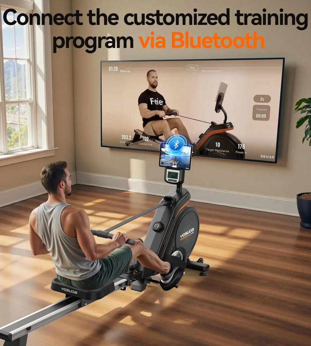 YOSUDA Magnetic Rowing Machine for Home Rower Machine Use with Bluetooth,App Supported, Rowing Machine for Taller Power Athletes