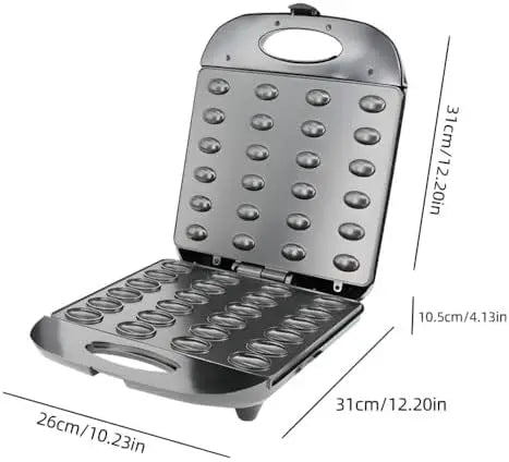 Electric Walnut Cookie Maker - 24 Hole Mold, Mini Nut Waffle & Sandwich Baker, Non-Stick Toaster Pan for Breakfast