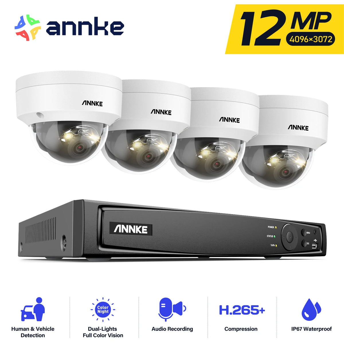 ANNKE 12MP Video Surveillance Kit 8CH NVR Smart Dual Light POE Camera Night Vision Audio CCTV Security Protection Camera System