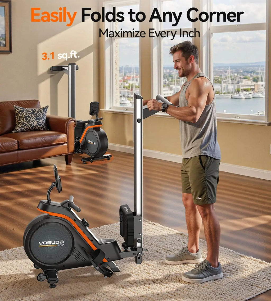 YOSUDA Magnetic Rowing Machine for Home Rower Machine Use with Bluetooth,App Supported, Rowing Machine for Taller Power Athletes