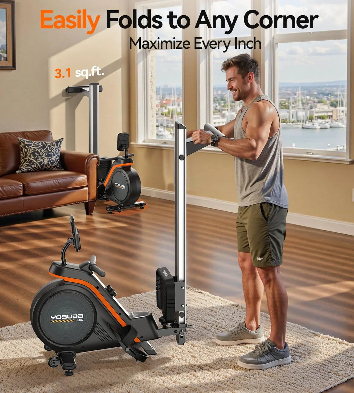 YOSUDA Magnetic Rowing Machine for Home Rower Machine Use with Bluetooth,App Supported, Rowing Machine for Taller Power Athletes
