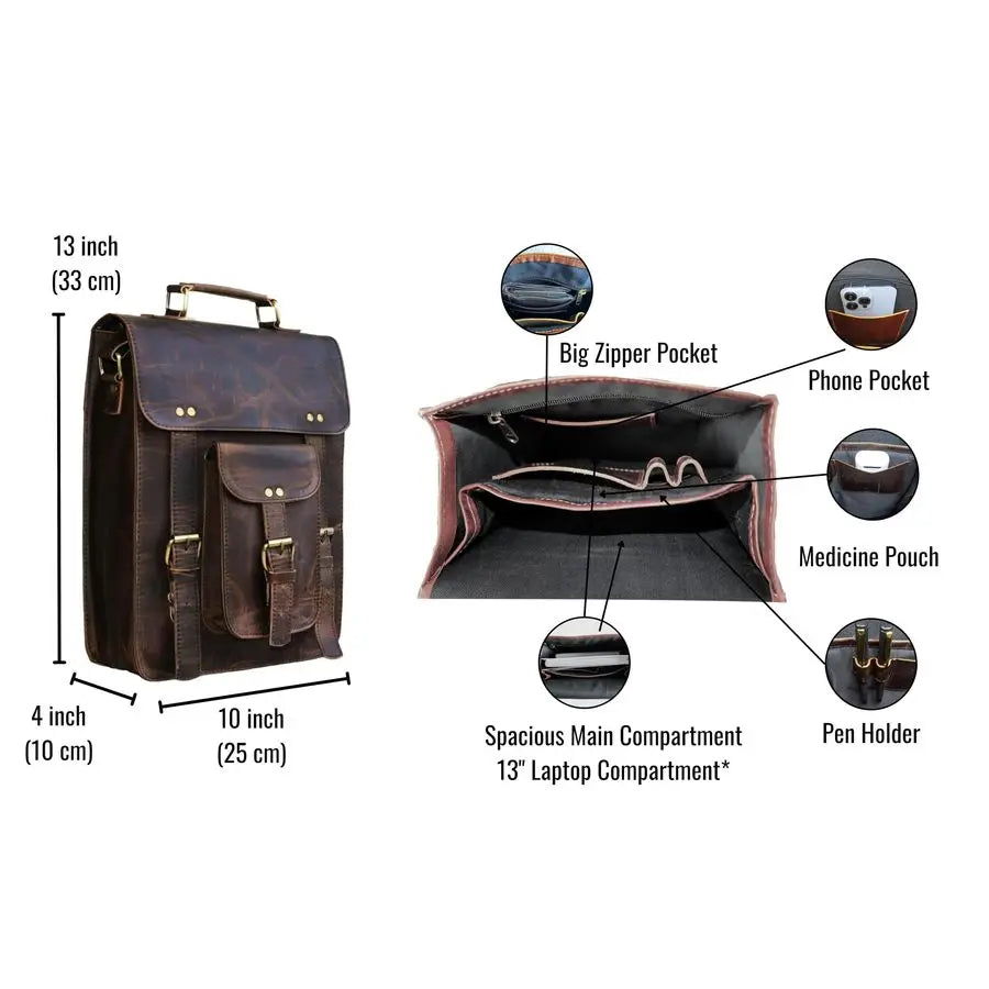 Leather Messenger Bag Vintage Laptop Crossbody Bag Satchel Man Purse Shoulder Bag for man woman office bag