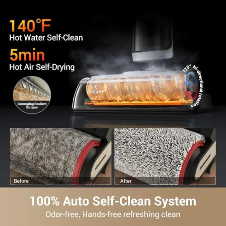 H14 Cordless Vacuum Mop 180 Lie-Flat Wet Dry Vacuum Cleaner with 140F Brush Washing and Fast Hot Air Drying in 5 Mins Smart Har