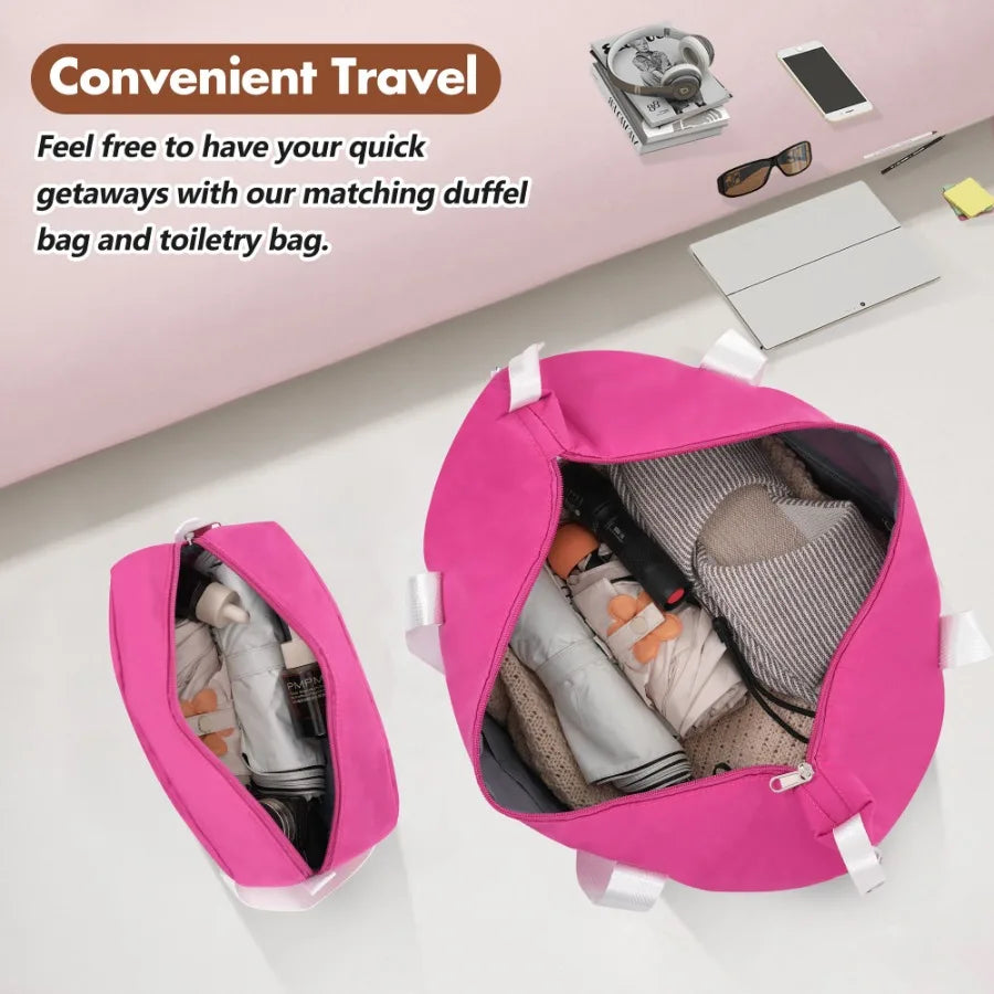 Hardshell luggage sets for travel: lightweight pink suitcases with double spinner wheels, TSA lock, and vintage design in 24 IN